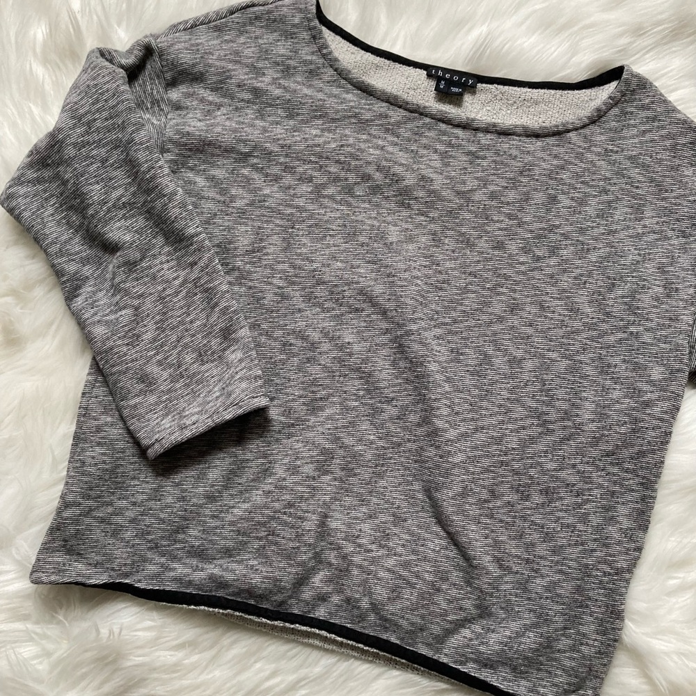 Theory Terry Boatneck Sweater - Size M - Dark Grey Marle